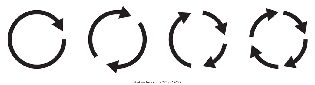 Icono de rotación colección, flecha circular. Icono de actualización, icono de recarga. Icono de flecha circular Ilustración vectorial
