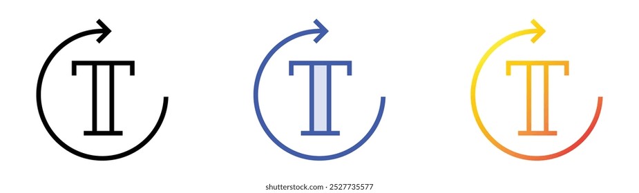 rotation icon. Linear, Blue Fill and Gradient Style Design Isolated On White Background
