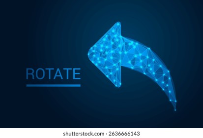 Rotation Icon neon light illustration on dark blue color background. Modern circle form icon on blue. recycle symbol, renew energy, web reload, change concept, refresh process