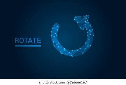 Rotation Icon neon light illustration on dark blue color background. Modern circle form icon on blue. recycle symbol, renew energy, web reload, change concept, refresh process