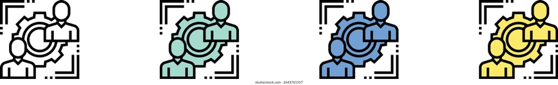 rotation icon. Outline, Green, Blue and Yellow Style Design Isolated On White Background