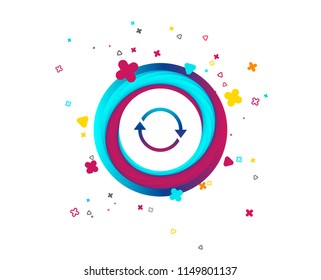 Rotation icon. Repeat symbol. Refresh sign. Colorful button with icon. Geometric elements. Vector