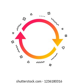 Rotation icon. Repeat symbol. Refresh sign. Colorful geometric shapes. Gradient rotation icon design.  Vector