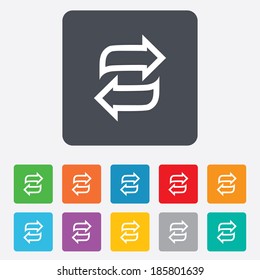 Rotation icon. Repeat symbol. Refresh sign. Rounded squares 11 buttons. Vector