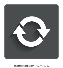Rotation icon. Repeat symbol. Refresh sign. Gray flat button with shadow. Modern UI website navigation. Vector