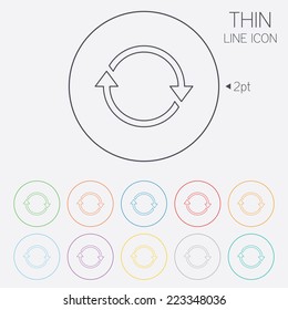 Rotation icon. Repeat symbol. Refresh sign. Thin line circle web icons with outline. Vector