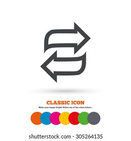 Rotation icon. Repeat symbol. Refresh sign. Classic flat icon. Colored circles. Vector