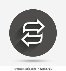 Rotation icon. Repeat symbol. Refresh sign. Circle flat button with shadow. Vector