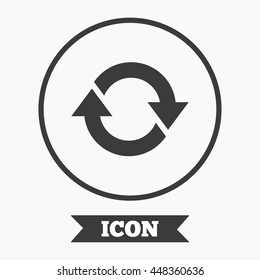 Rotation icon. Repeat symbol. Refresh sign. Graphic design element. Flat symbol in circle button. Vector