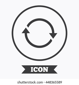 Rotation icon. Repeat symbol. Refresh sign. Graphic design element. Flat symbol in circle button. Vector