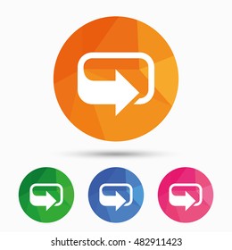Rotation icon. Repeat symbol. Refresh sign. Triangular low poly button with flat icon. Vector