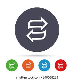 Rotation icon. Repeat symbol. Refresh sign. Round colourful buttons with flat icons. Vector