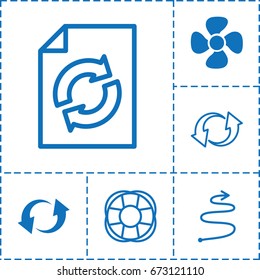 Rotation icon. set of 6 rotation filled and outline icons such as fan, update, reload