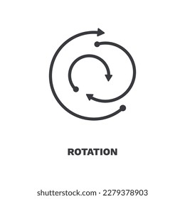 icono de rotación. Icono de rotación de línea delgada de la colección de inteligencia artificial. Vector de contorno aislado en fondo blanco. El símbolo de rotación modificable se puede usar web y móvil