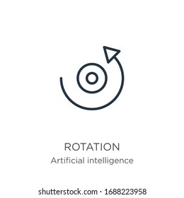 Rotation icon. Thin linear rotation outline icon isolated on white background from augmented reality collection. Line vector sign, symbol for web and mobile