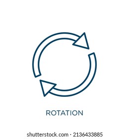 icono de rotación. Icono de contorno de rotación lineal delgado aislado en fondo blanco. Signo de rotación de vectores de línea, símbolo para web y móvil