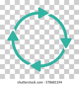 Rotation icon. Vector illustration style is flat iconic symbol, cyan color, transparent background. Designed for web and software interfaces.