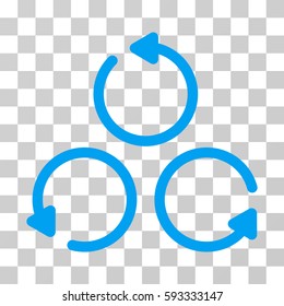 Rotation icon. Vector illustration style is flat iconic symbol, blue color, transparent background. Designed for web and software interfaces.