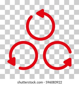 Rotation icon. Vector illustration style is flat iconic symbol, red color, transparent background. Designed for web and software interfaces.