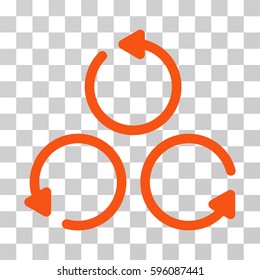 Rotation icon. Vector illustration style is flat iconic symbol, orange color, transparent background. Designed for web and software interfaces.