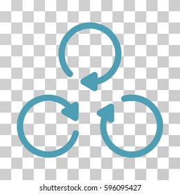 Rotation icon. Vector illustration style is flat iconic symbol, cyan color, transparent background. Designed for web and software interfaces.