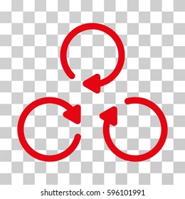 Rotation icon. Vector illustration style is flat iconic symbol, intensive red color, transparent background. Designed for web and software interfaces.