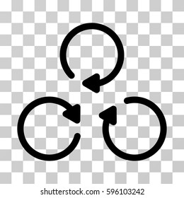 Rotation icon. Vector illustration style is flat iconic symbol, black color, transparent background. Designed for web and software interfaces.