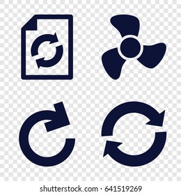 Rotation icons set. set of 4 rotation filled icons such as reload