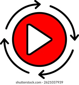 Rotation Line Filled Vector Icon Design