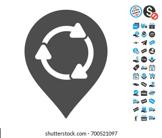 Rotation Map Marker gray icon with free bonus icon set. Vector illustration style is flat iconic symbols.