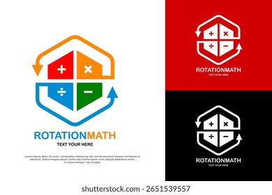 "Rotation Math" logo: colorful math operations within a rotating hexagonal shape. Perfect for educational concepts.