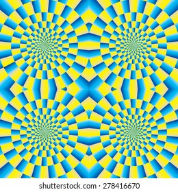 Rotation (motion illusion). Optical illusion of motion. Optical illusion background pattern. The optical illusion of movement executed in the form of rotating. Seamless background.