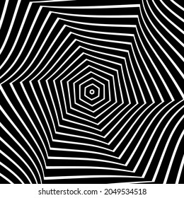 Rotation movement illusion in abstract op art design. Lines texture. Vector illustration.