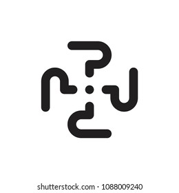 Rotation QUESTION MARK logo, Rotation P letter logo design vector