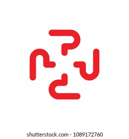 Rotation QUESTION MARK logo, Rotation P letter logo design vector