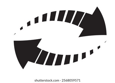 Rotation recycle arrows icon on white background. Refresh, reload, recycle and update symbol in black color. vector illustration. 
