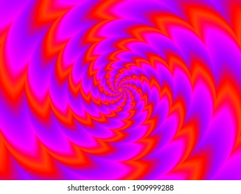 Rotation red spirals. Spin illusion.