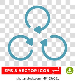 Rotation round icon. Vector EPS illustration style is flat iconic symbol, cyan color, transparent background.
