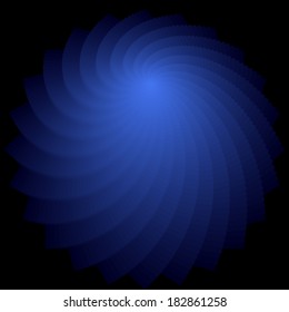 Forma de rotación. Resumen fondo azul profundo. Arte vectorial. Sin gradiente.
