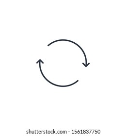 Rotation spinning arrows icon in a circle. Round refresh, repeat, reload, motion or synchronization icon. Stock Vector illustration isolated on white background.