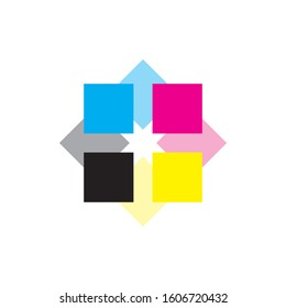 Rotation Square with CMYK color logo design vector