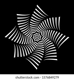 Rotation of striped design element. Lines pattern. Vector art.