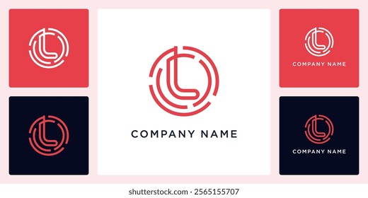 Rotation tech with letters L logo design and icon