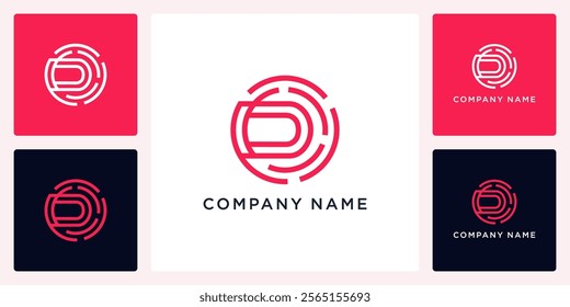 Rotation tech with letters O logo design and icon