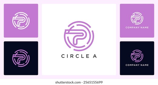 Rotation tech with letters P logo design and icon