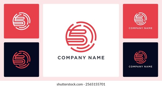 Rotation tech with letters S logo design and icon