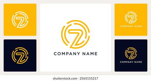 Rotation tech with letters Z logo design and icon