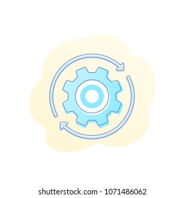 Rotation vector icon with cogwheel, gear