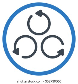 Rotation vector icon. Style is bicolor flat circled symbol, smooth blue colors, rounded angles, white background.