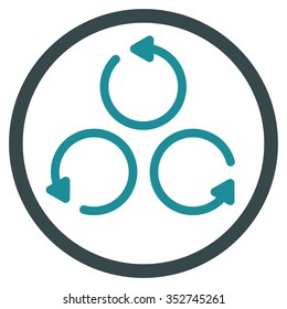 Rotation vector icon. Style is bicolor flat circled symbol, soft blue colors, rounded angles, white background.
